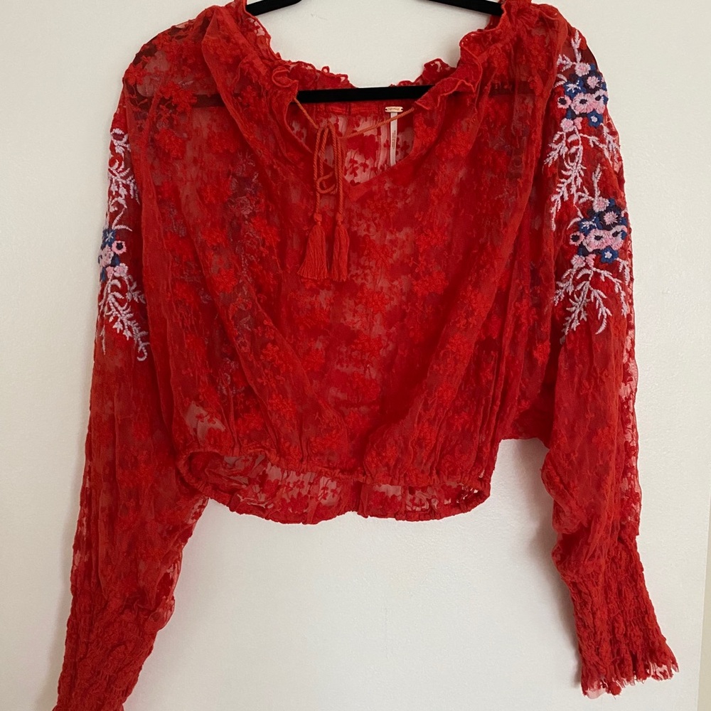 Free People embroidered crop top